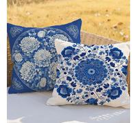 Cojines Lmpermeable Azul Marino Funda Cojin 50x50cm Lino Almohada Sofa Mandala 2 Piezas,Cuadrada Jardin Mueble Almohada Funda De con Cremallera Lnvisible,para Otoño Verano Balcn Decoracion RC-304