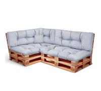 Cojines para palets resistente a las condiciones climáticas - set de 2 cojines de asiento 120x80cm + respaldo 120x40 y 60x40 40x40 - cojin palet relleno de espuma granulada - a la terraza del jardín