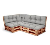 Cojines para palets resistente a las condiciones climáticas - set de 2 cojines de asiento 120x80cm + respaldo 120x40 y 60x40 40x40 - cojin palet relleno de espuma granulada - a la terraza del jardín