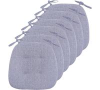 Cojines Para Sillas De Cocina Con Lazos,cojines Para Sillas Para Sillas De Comedor 43x41cm,cojines Para Sillas De Doble Cara Para Comedor,cojines De Asiento Antidesli(Size:Pack of 6,Color:azul)