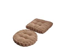 Cojines para sillas de comedor 1 cojín de suelo cuadrado redondo grande for silla meditación, asiento grueso, puf terciopelo con mechones(Color 2,Round 40cm)