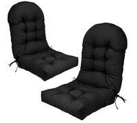 Cojines para Sillas De Exterior con Respaldo Alto, Set 1/2, Impermeables Y Antideslizantes, 110 * 50 * 10cm Pulgadas, para Jardín, Terraza Adirondack(Black)