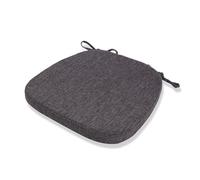 Cojines para sillas de interior y exterior, 6 unidades, lavables, de lino, con lazos, 42 x 40 cm, medio redondo, color gris oscuro, perfectos para jardín y uso doméstico