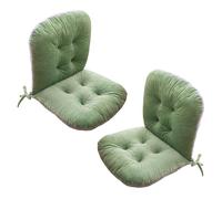 Cojines para sillas de ratán para exteriores, juego de 2 piezas con respaldo, almohadillas de asiento verdes para muebles de ratán, lazos ajustables para un ajuste seguro