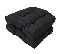 Cojines para Sillón, Juego de 2 Cojines de Mimbre para Sillas de Interior y Exterior Cojines de Asiento Capitoné Muebles de Mimbre para Patio Cojines(Negra)