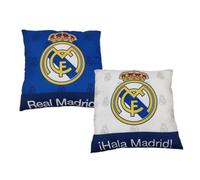 Cojines Real Madrid Oficiales - 3 Diseños: 3D Escudo, Camiseta y Cuadrado - Suaves con Fibra Siliconada - Decoración Sofá y Cama - Regalo Madridistas (Escudo Blanco 40x40cm)