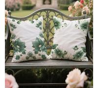 Cojines Sofa 35x35cm Cojines Exterior Impermeable Lino Cojin Cuadrado Funda Cojin Verde Impresión de Doble Cara,Salón Sofá Terraza Jardín Primavera Otoño Decorativos,Regalos,Flor Juego de 2 yw-769