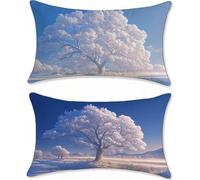 Cojines Sofa 40x70 Juego de 2 Lino Fundas Cojines Azul Cojin Infantil Árboles Funda Almohada, Rectangular Cojin Sofa Pillow Case Cushion Covers Exterior Impermeable, para Sofá Salon Dormitorio z-528