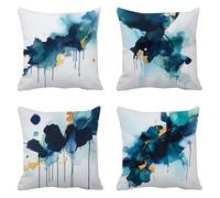 Cojines Sofa 50 x 50 Juego de 4 Lino Funda Cojin Blanca Funda Almohada Abstracción Cojin Niño, Cuadrado Cojines Grandes para Sofa Exterior Impermeable, para Salon Dormitorio Oficina Jardín Sofá a-5