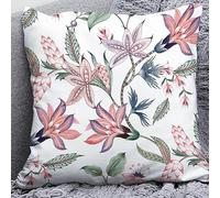 Cojines Sofa 50x50 Flores Rosas Y Grises Cojines Lino de Algodón Cojines Cama con Cremallera Invisible Funda Cojin Moderna Cuadradas Fundas de Cojines para Decorativa Hogar Coche Sofá