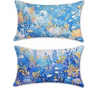 Cojines Sofa 50x80 Juego de 2 Lino Fundas Cojines Azul Cojin Infantil Planta Funda Almohada, Rectangular Cojin Sofa Pillow Case Cushion Covers Exterior Impermeable, para Sofá Salon Dormitorio z-545