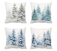 Cojines Sofa 60 x 60 Juego de 4 Lino Funda Cojin Árboles Funda Almohada Bosques Cojin Niño, Cuadrado Cojines Grandes para Sofa Exterior Impermeable, para Salon Dormitorio Oficina Jardín Sofá a-830