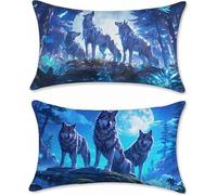 Cojines Sofa 60x90 Juego de 2 Lino Fundas Cojines Lobo Cojin Infantil Luna Funda Almohada, Rectangular Cojin Sofa Pillow Case Cushion Covers Exterior Impermeable, para Sofá Salon Dormitorio z-548
