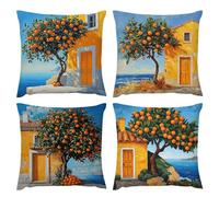 Cojines Sofa Árbol de la cabaña Funda Cojin 40 x 40 Cojines Cama Decoracion Juego de 4 Fundas de Cojín Cuadradas de Lino con Cremallera Oculta Aptas para Salón Sofá Cama y Decor del Hogar k-637