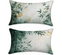 Cojines Sofa bambú, Fundas Cojines 50x90 Juego de 2 Terciopelo Funda Almohada, Verde Funda Cojin 50x90, Pillow Case Rectangular, Cremallera Oculta, Decoracion Hogar, para Interior y Exteriores m-950