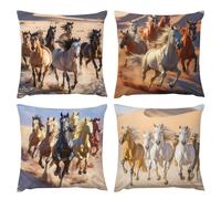 Cojines Sofa Caballo del desierto Funda Cojin 80 x 80 Cojines Cama Decoracion Juego de 4 Fundas de Cojín Cuadradas de Lino con Cremallera Oculta Aptas para Salón Sofá Cama y Decor del Hogar k-543
