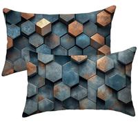 Cojines Sofa Color marrón, Funda Cojin 50x80 Lino Juego de 2 Cojines Exterior Impermeable, Geometría Funda Almohada, Fundas Cojin para Decorativos Salon Dormitorio Sofá Balcones Jardin k-74