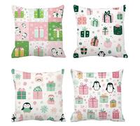 Cojines Sofa Exterior 75x75 Juego de 4 Lino Funda de Almohada Regalos Fundas de Cojines Pingüino Fundas Almohadas Impermeable, Cuadrado Pillow Case con Cremallera Oculta, para Decoración Hogar t-457