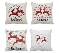 Cojines Sofa Exterior 75x75 Juego de 4 Terciopelo Funda de Almohada Fawn Fundas de Cojines Celosía Fundas Almohadas Impermeable, Cuadrado Pillow Case con Cremallera Oculta, para Decoración Hogar t-474
