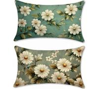Cojines Sofa Flor, Fundas Cojines 40x65 Juego de 2 Terciopelo Funda Almohada, Blanca (2) Funda Cojin 40x65, Pillow Case Rectangular, Decoracion Hogar, para Interior y Exteriores m-407