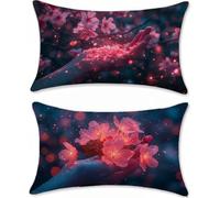 Cojines Sofa flor, Fundas Cojines 50x90 Juego de 2 Terciopelo Funda Almohada, sueño Funda Cojin 50x90, Pillow Case Rectangular con Cremallera Oculta, Decoracion Hogar, para Interior y Exteriores m-446