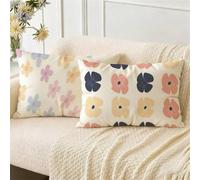 Cojines Sofa Flor, Lino Funda Almohada 70x40 Juego de 2, Doble Cara Transpirable Impermeable Fundas Cojines, con Cremallera Invisible, Decoración para Sofá Dormitorio y Jardín Coche (Colorido) W-209