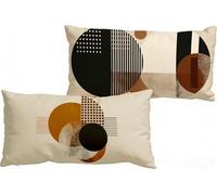 Cojines Sofa Geometría, Lino Funda Almohada 30x50cm Juego de 2, Doble Cara Transpirable Impermeable Fundas Cojines, Cremallera Invisible, Decoración para Sofá Dormitorio y Jardín (Moderno) W-389