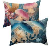 Cojines Sofa Medusa Funda Cojin 30x50 Juego de 2 Cojines Exterior, Cojin Impermeable Terciopelo Funda Almohada Rectangular, Pillows for Bed 2 Pack, Decoracion Jardin Exterior, 30x50cm, Planta i-822