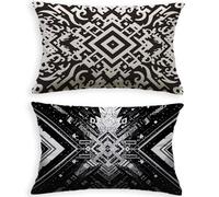 Cojines Sofa Negro Funda Cojin 60x90cm Juego de 2 Terciopelo Fundas Cojines Bohemia,2026 Nuevo Rectángulo con Cremallera Invisible Funda Almohada para Hogar Decoracion Salon Sofá Dormitorio O-287B