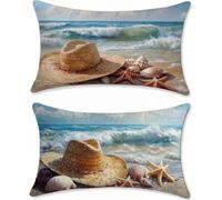 Cojines Sofa Playa, Fundas Cojines 30x50 Juego de 2 Terciopelo Funda Almohada, Estrella de mar Funda Cojin 30x50, Pillow Case Rectangular, Decoracion Hogar, para Interior y Exteriores m-302