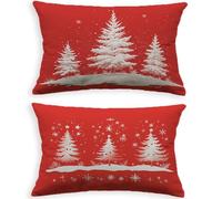 Cojines Sofa Rojo Funda Cojin 60x90cm Juego de 2 Terciopelo Fundas Cojines Árbol De Navidad,2026 Nuevo Rectángulo con Cremallera Invisible Funda Almohada para Hogar Decoracion Salon Sofá Silla O-355B