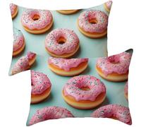 Cojines Sofa Rosa Funda Cojin 50x70 Juego de 2 Cojines Exterior, Cojin Impermeable Terciopelo Funda Almohada Rectangular, Pillows for Bed 2 Pack, Decoracion Jardin Exterior, 50x70cm, dónut i-246