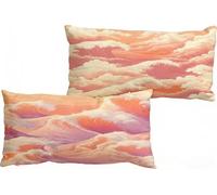 Cojines Sofa Rosa, Lino Funda Almohada 40x60cm Juego de 2, Doble Cara Transpirable Impermeable Fundas Cojines, con Cremallera Invisible, Decoración para Sofá Dormitorio y Jardín Coche (Nube) W-106