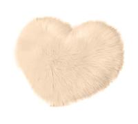 Cojines Throw Pillow Fuzzy Long Faux Fur Love Heart Shape Fluffy Sofa Bedroom Decoration Lumbar Back Cushion Home Supplies(Beige)