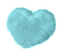 Cojines Throw Pillow Fuzzy Long Faux Fur Love Heart Shape Fluffy Sofa Bedroom Decoration Lumbar Back Cushion Home Supplies(Lake Blue)