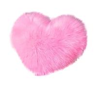 Cojines Throw Pillow Fuzzy Long Faux Fur Love Heart Shape Fluffy Sofa Bedroom Decoration Lumbar Back Cushion Home Supplies(Rose Red)