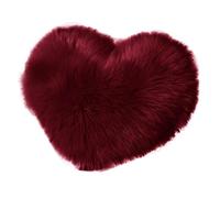 Cojines Throw Pillow Fuzzy Long Faux Fur Love Heart Shape Fluffy Sofa Bedroom Decoration Lumbar Back Cushion Home Supplies(Wine Red)