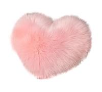 Cojines Throw Pillow Fuzzy Long Faux Fur Love Heart Shape Fluffy Sofa Bedroom Decoration Lumbar Back Cushion Home Supplies(Light Pink)