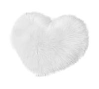 Cojines Throw Pillow Fuzzy Long Faux Fur Love Heart Shape Fluffy Sofa Bedroom Decoration Lumbar Back Cushion Home Supplies(White)