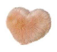 Cojines Throw Pillow Fuzzy Long Faux Fur Love Heart Shape Fluffy Sofa Bedroom Decoration Lumbar Back Cushion Home Supplies(Khaki)