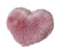 Cojines Throw Pillow Fuzzy Long Faux Fur Love Heart Shape Fluffy Sofa Bedroom Decoration Lumbar Back Cushion Home Supplies(Purplish Red)