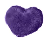 Cojines Throw Pillow Fuzzy Long Faux Fur Love Heart Shape Fluffy Sofa Bedroom Decoration Lumbar Back Cushion Home Supplies(Dark Purple)