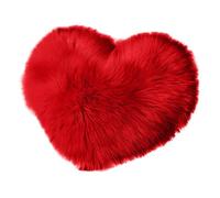 Cojines Throw Pillow Fuzzy Long Faux Fur Love Heart Shape Fluffy Sofa Bedroom Decoration Lumbar Back Cushion Home Supplies(Red)