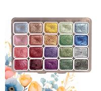 COJJ - 20 Colores Acuarela Metálica y Purpurina en Maletín de Metal Portátil Con Paleta - Idea de Regalo Para Artistas y Pintores