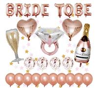 Cojoy Globos para despedida de soltera, 1 pcs Globos con letras de BRIDE TO BE, 14 pcs Globos de látex, 5 pcs globos de aluminio, Guirnalda colgante con forma de estrella de 2 M