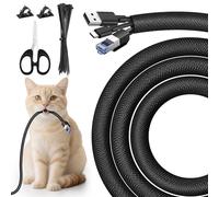 CoKeeSun 10mm-3m Protector de Cubre Cables, 14 Piezas Auto-Cierre Recoge Expandible Esconder Cables, Autoenvolvente Cable Tidy Trenzado, Proteja al Perro Gato de los Cables de Masticación, Negro