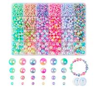 CoKeeSun 2000 Piezas Colores Cuentas de Perlas, 4/6/8/10 mm Perlas Artísticas con Hilo de Joyería, Cuentas Redondas con Agujeros, Perlas de Imitación Abalorios para Collares, Pendientes, Manualidades