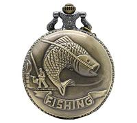 CokinkiDs Reloj de bolsillo grabado para hombre, regalo para padrino, novio, regalos de boda, cumpleaños, San Valentín, graduación, día del padre, Pescado, 100%