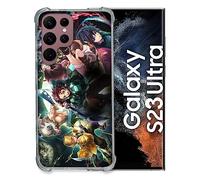 Cokitec - Carcasa de Cristal Templado para Samsung Galaxy S23 Ultra Manga Demon Slayer Group