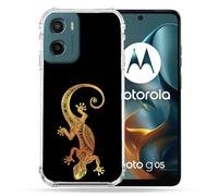 Cokitec - Carcasa Reforzada para Motorola G05/E15, diseño de Animales Lezard, Color Negro